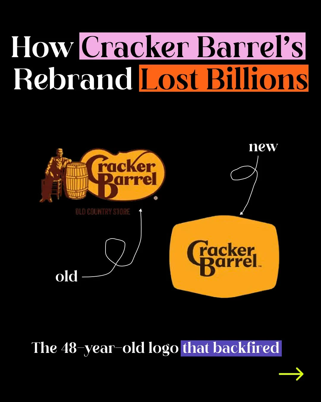 How I would have handled the Cracker Barrel rebrand — original Instagram carousel, slide 1 of 10