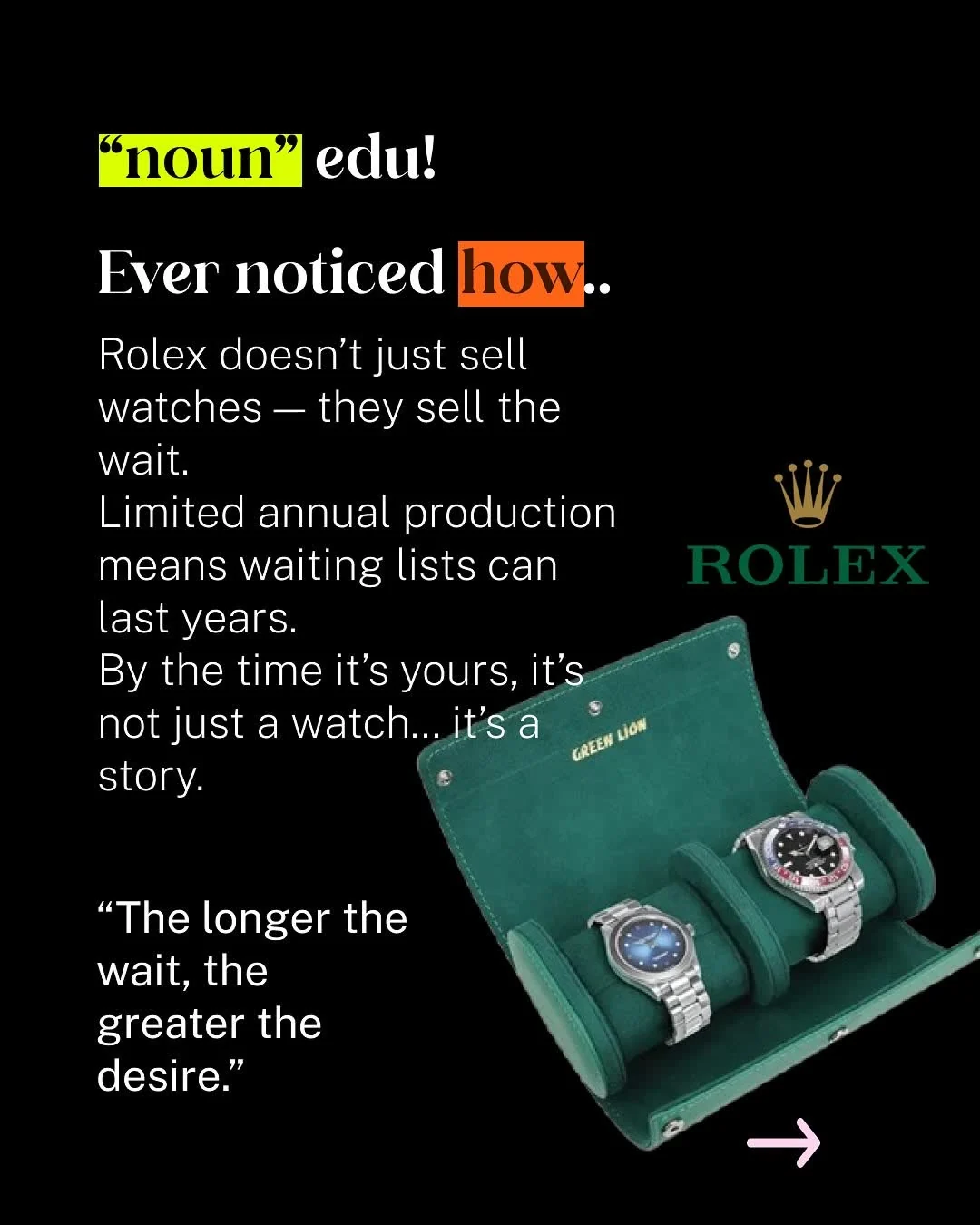 What Hermès and Rolex know that small brands can steal — original Instagram carousel, slide 3 of 9
