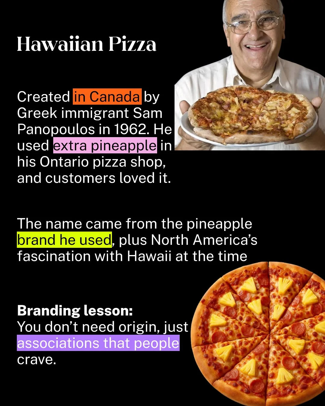 Hawaiian pizza isn't from Hawaii — and your brand name doesn't have to be "true" — original Instagram carousel, slide 2 of 10